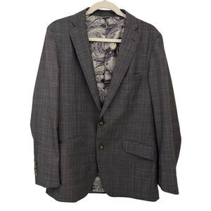 Indochino Luxury Men’s Suit Jacket Blazer Size 40 Gray Plaid Wool Cashmere